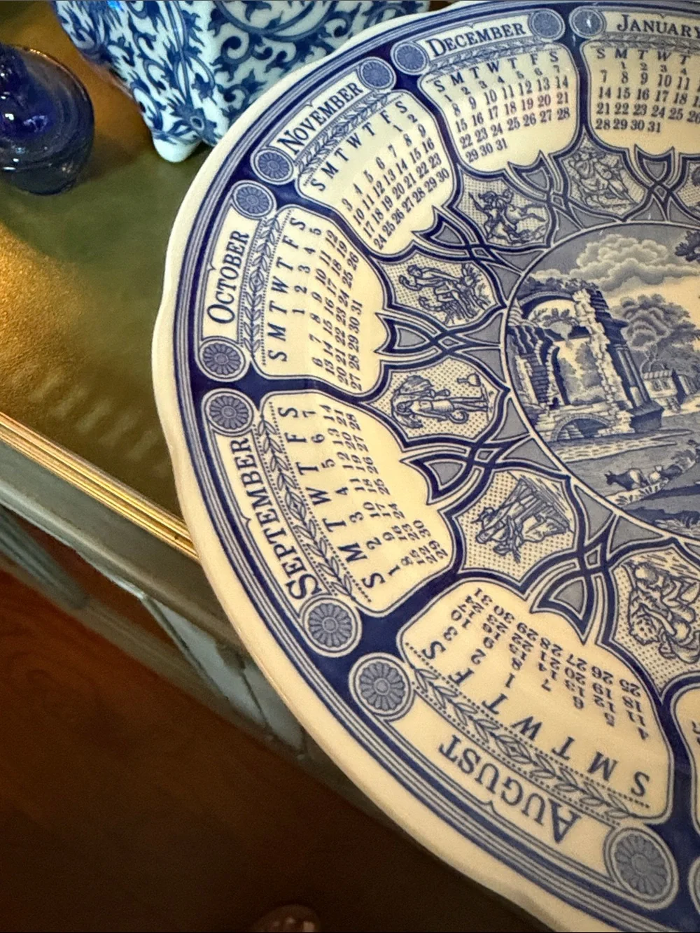 Spode Blue and White Calendar Decorative Plate